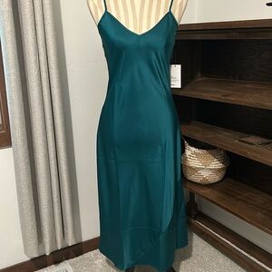 Emerald slip dress from the Birds Papaya collection with Knix!
